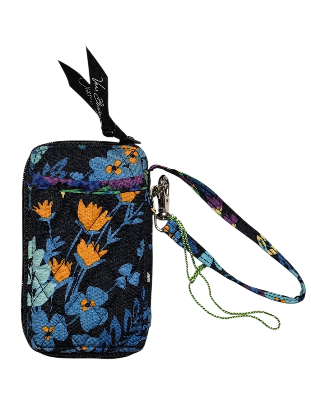Vera Bradley Iconic Zip ID Case Small Wallet Wristlet Midnight Blues Pattern